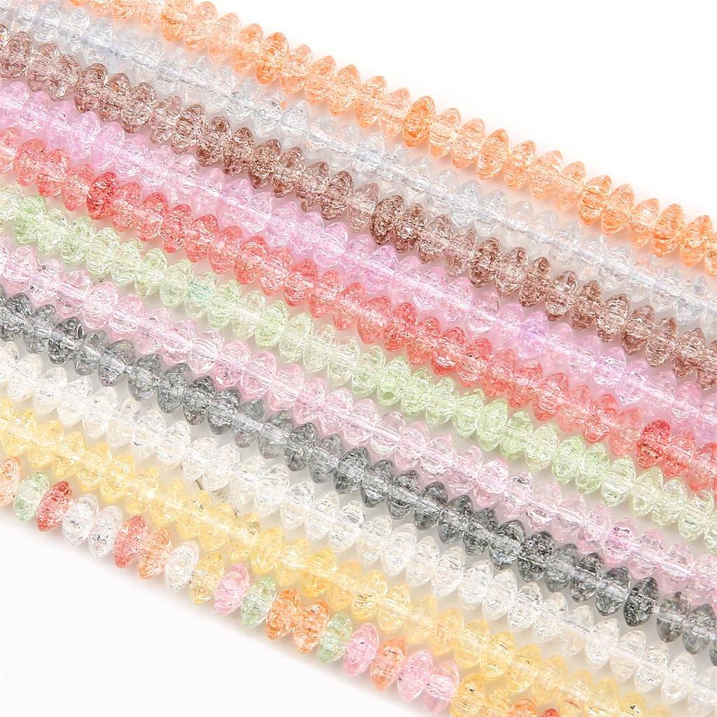 6/8mm vícebarevné křišťálové abakusové korálky praskající skleněné volné korálky pro zdobení šperků Výroba DIY náramku náhrdelník náušnice