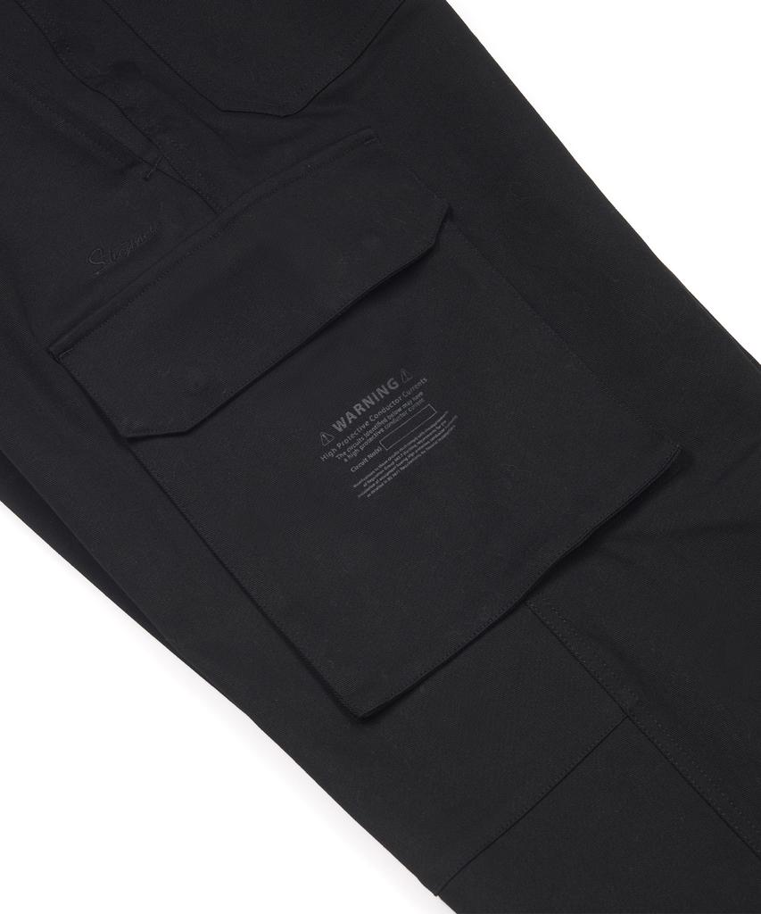 STIGMA 10S Twill Cotton Wide Parachute Pants Black