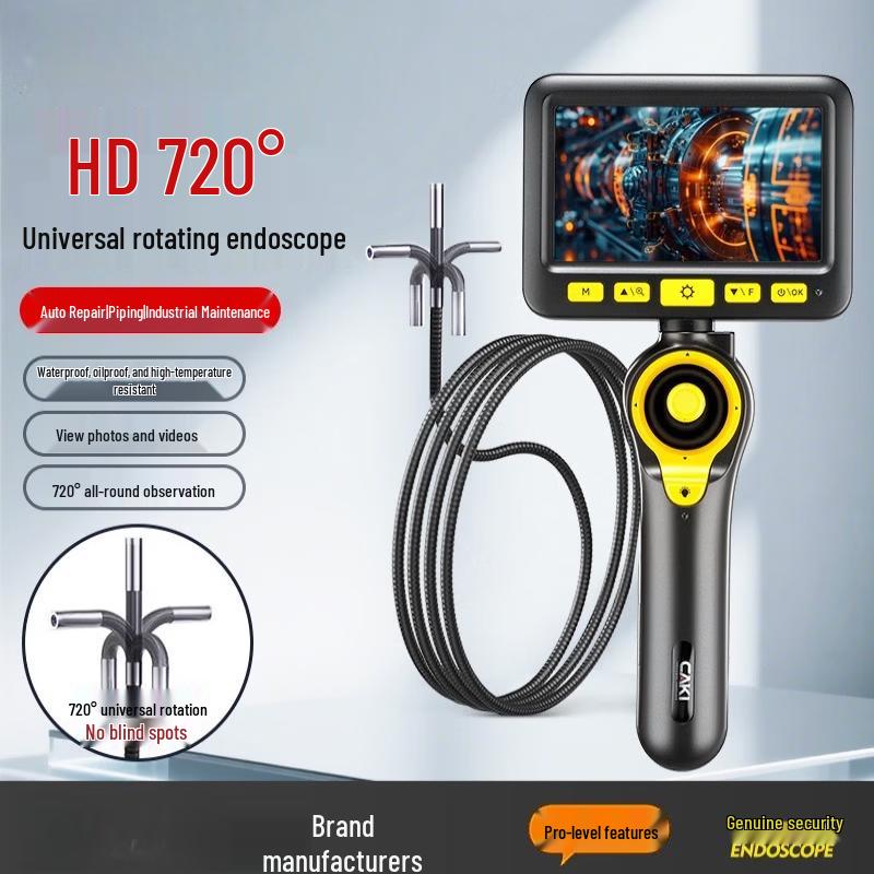 360-Degree Rotating Industrial Endoscope with Screen