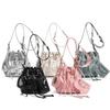 Women's Versatile Drawstring Studded Bucket Bag - High-End Casual Single Shoulder & Crossbody