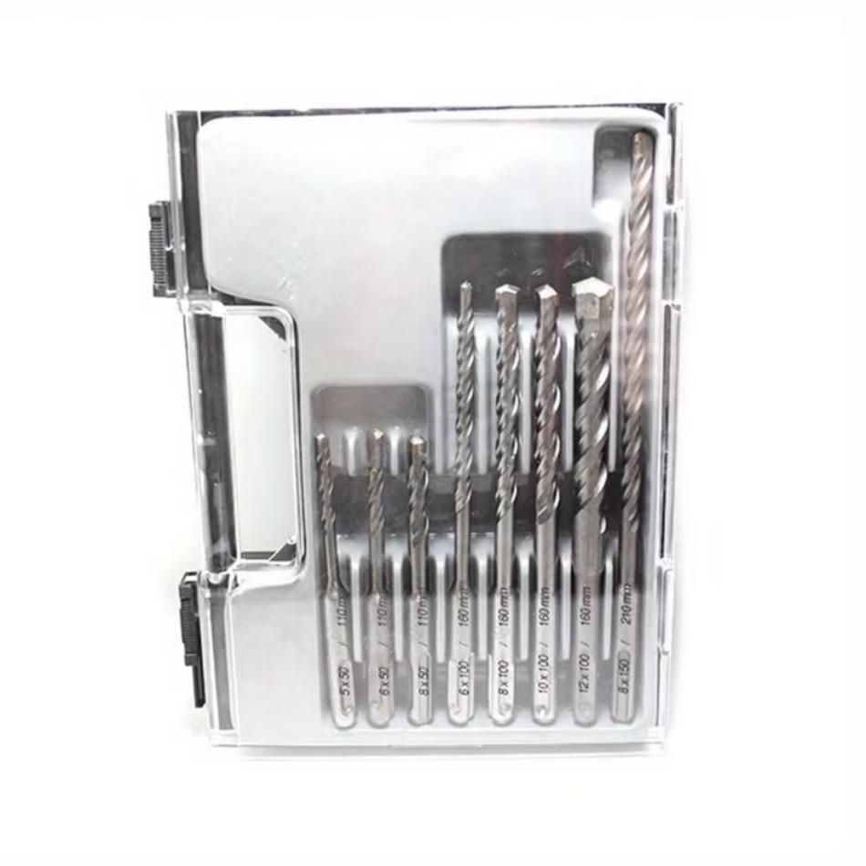 8 Pcs Set of Stone Drill Bits Impact Drill Bit Combination Two Pits and Two Grooves Alloy Concrete Drilling Woodworking Tools