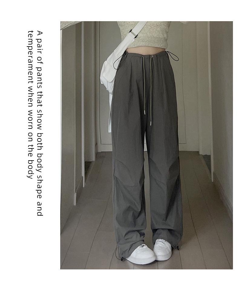 Women's Quick-Dry Military Green Cargo Pants - Spring/Summer Sun Protection, Straight-Leg, Casual Wide-Leg for Sports.