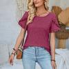 Damen Rundhals-Oberteil Lässiges Patchwork Einfarbiges Lockeres T-Shirt