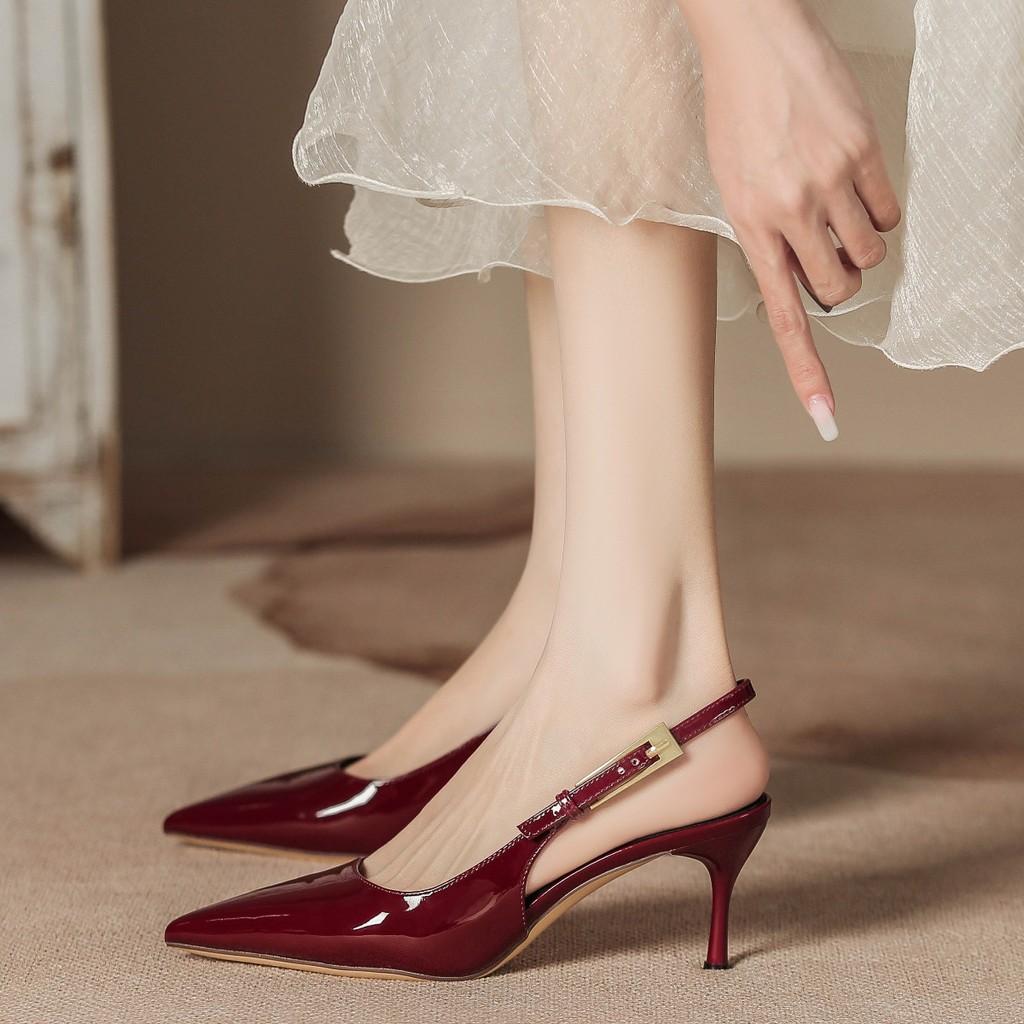 High Heel Womens Sandals With Metal Thin Heel Pointed Toe For Spring Style