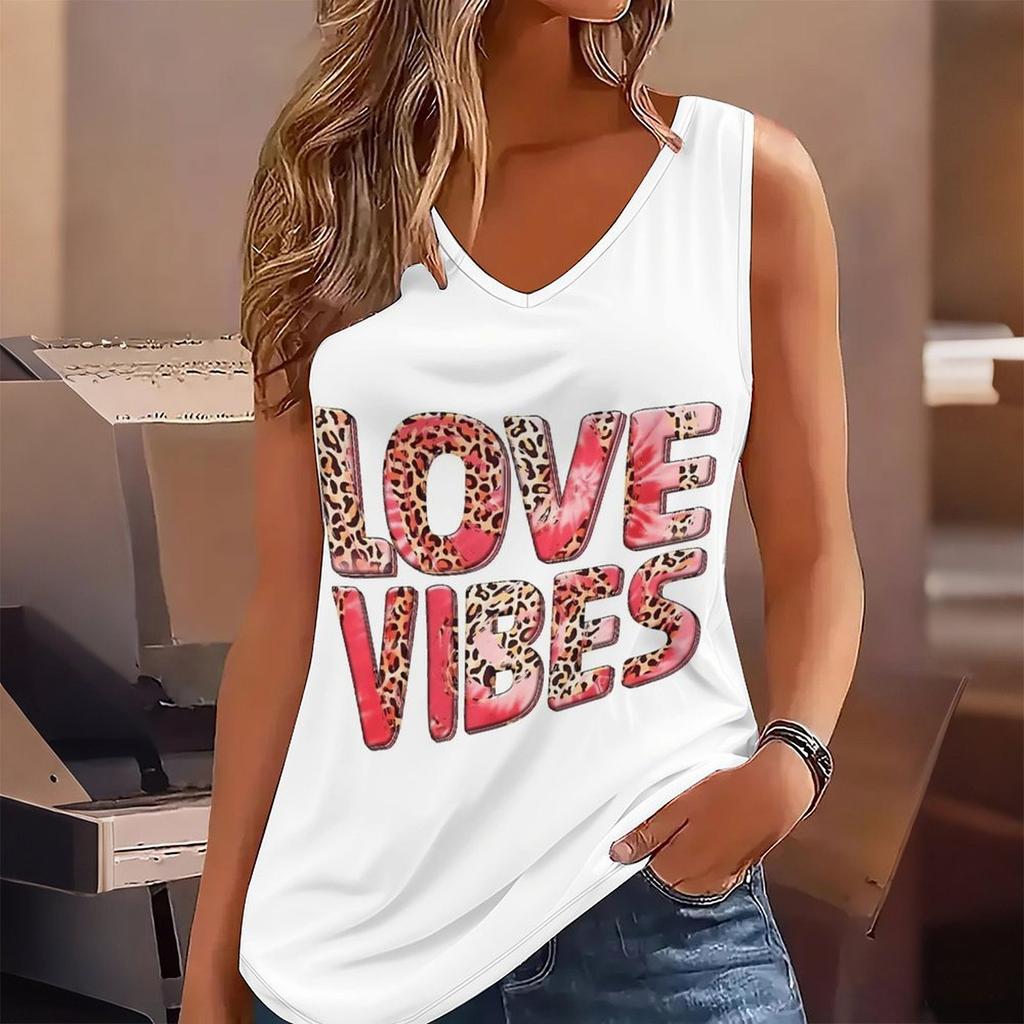 3D Hartvormig Patroon Bedrukte Tanktops voor Dames Workout Yoga Sportschool Bedrukte Zomer Sportshirts Grote Maten Vesten Valentijnsdag Exclusief