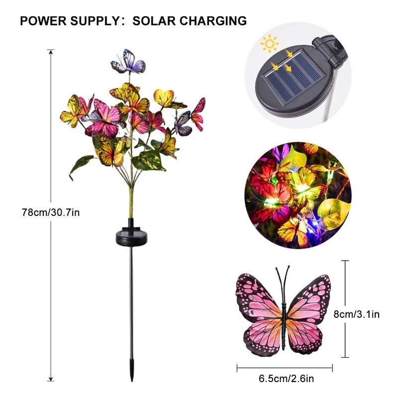 Solar LED Butterfly Flower Lawn Light Outdoor Waterproof Simulation Butterfly Landscape Lamp Garden Path Home Christmas Decorative Light