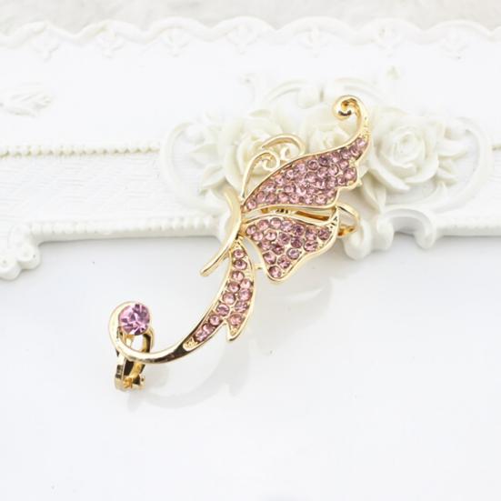1Pc Ear Cuff Clamp Fine Workmanship Anti Rust Jewelry Rhinestone Butterfly Wing Ear Cuff Clip Earring for Club