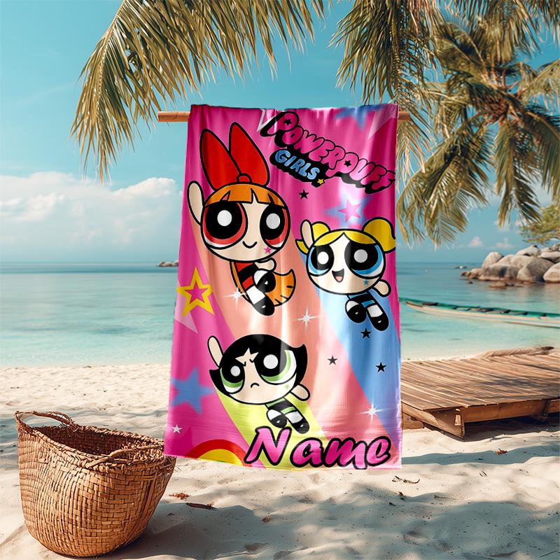 Personalized customized proof beach towel with The Powerpuff Girls pattern - soft, absorbent,quick-drying,perfect swimming,camping&bathing