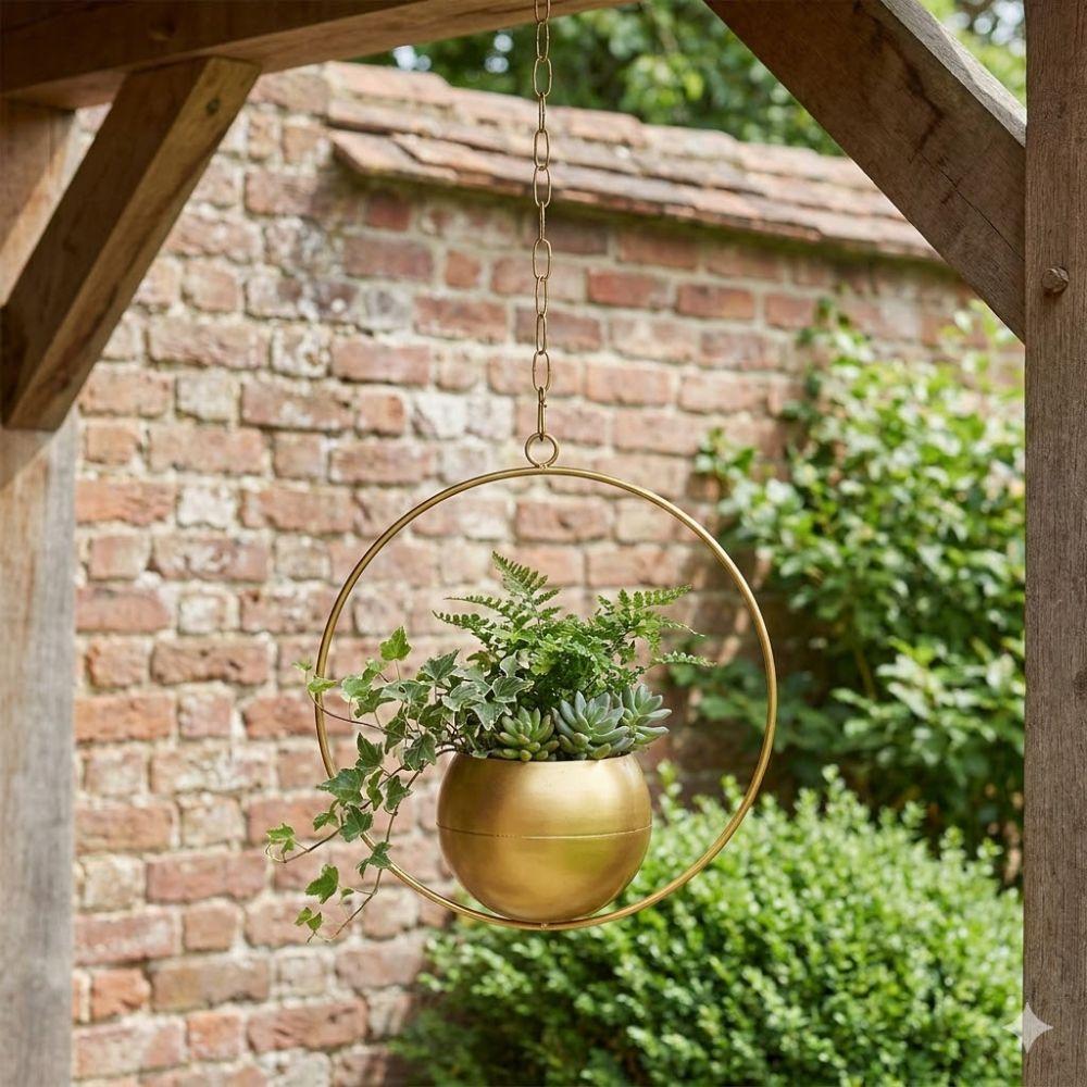 Minimalist Metal Hanging Flower Pot Iron Art Hanging Plant Bucket  Balcony Decoration