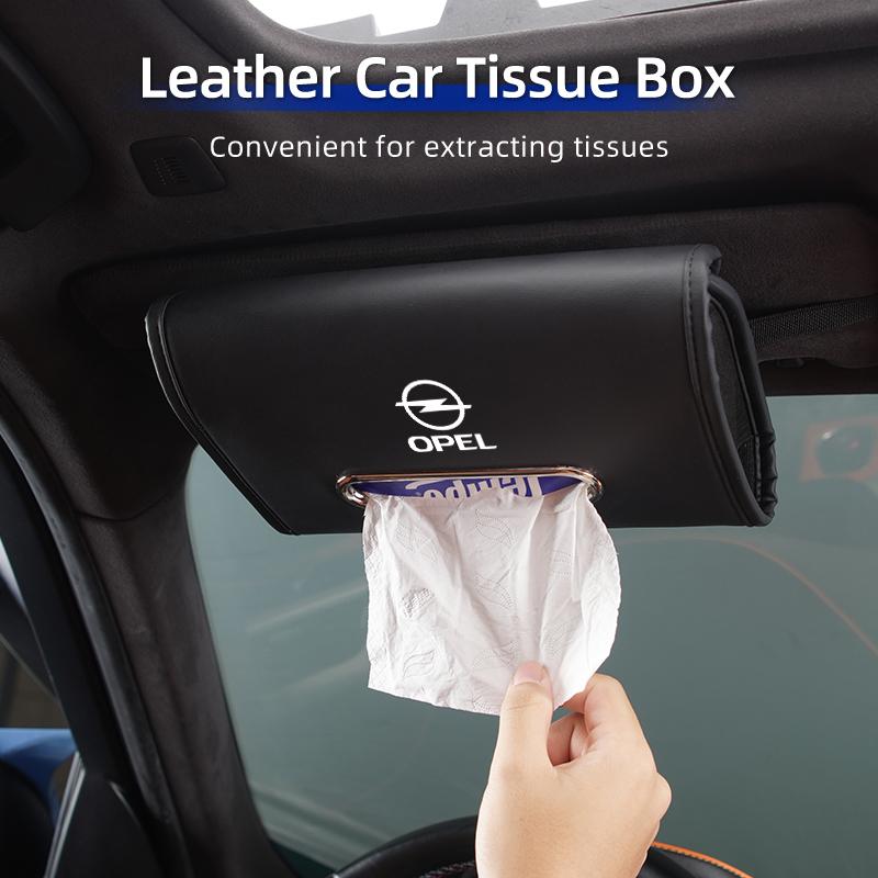 AAJB1 Leather Car Seat Back Tissue Bag Sun Visor Tissue Storage Box For Opel Corsa Astra Insignia Vectra Zafira Meriva Mokka Grandland