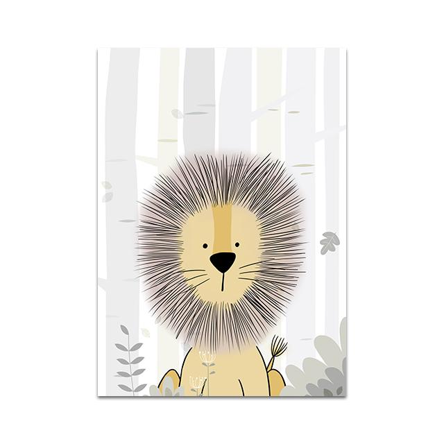 Hippo Zebra Lion Woodland Animal Print Baby Nursery Art Canvas Poster Nordic Wall Art Paintings Boy Kids Room Decorative Picture No Frame