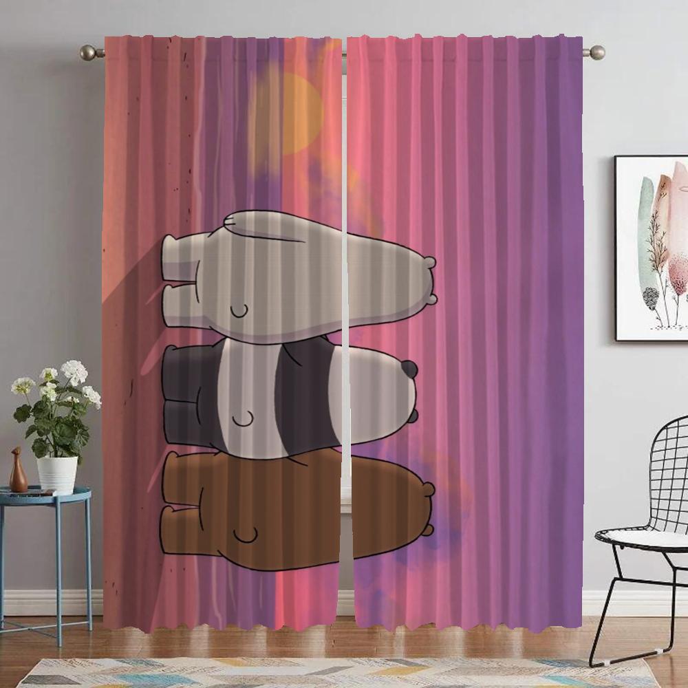 Cute Bare Modern Living Room Curtains for Camera Partition Anti-mosquito Curtains 2 Pieces Window Curtain Halloween Decoration