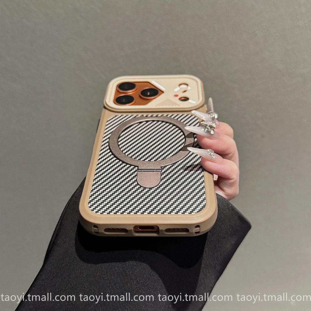 Magnetic Stand Carbon Fiber iPhone 17 Pro Max Case: Instantly Transforms Into Large Window, Protective for iPhone 16 & 15