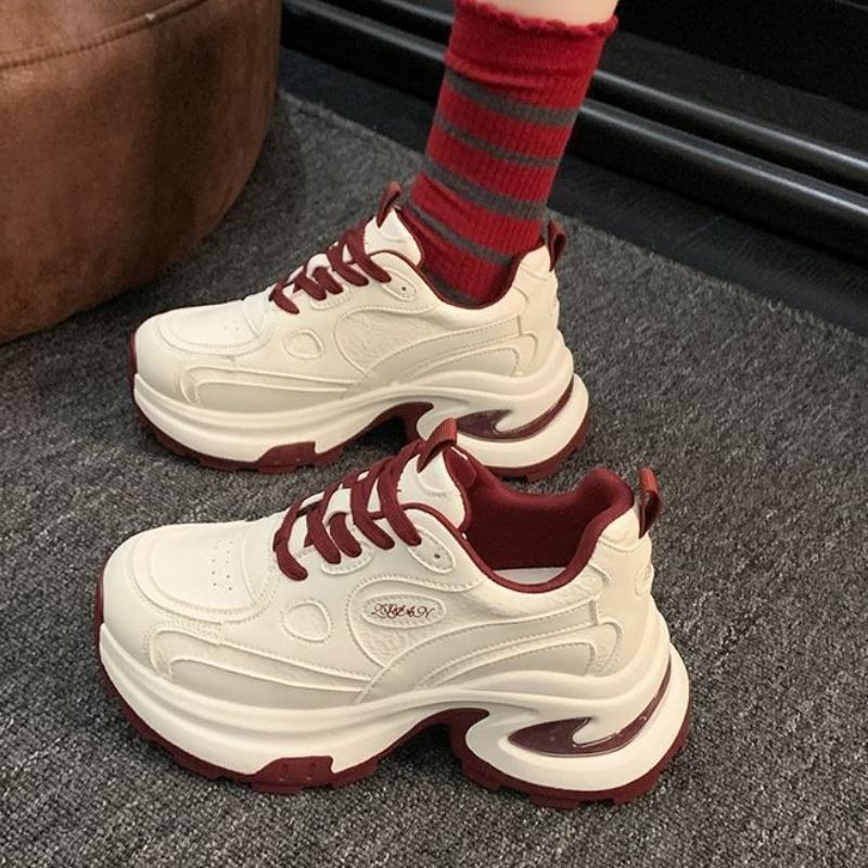 Damen Chunky Lauf-Sneakers Frühling und Herbst Dicksohlige Schuhe für Damen Stilvolle Casual-Sneakers mit Atmungsaktiv