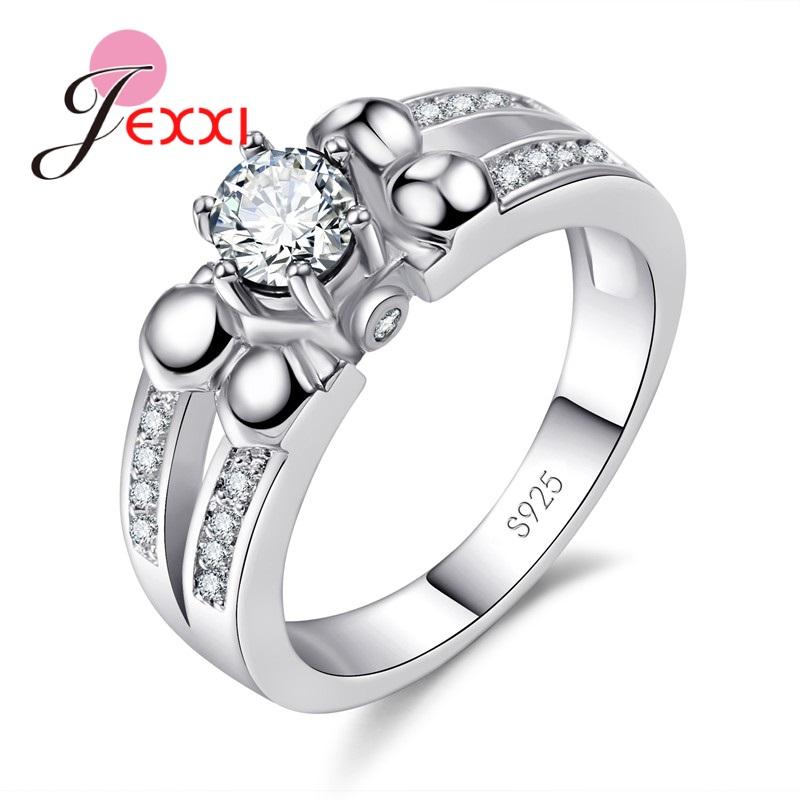 925 Sterling Silver Rings Rould Princess Cut Clear Crystal Anniversary Ring For Lovers Wedding Engagement Accessories