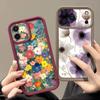 INS Watercolor Floral Case For iPhone 17 Pro Max Shockproof Soft Silicone Bumper Cover For iPhone 16 15 Pro Max 14 13 11 16E 17E