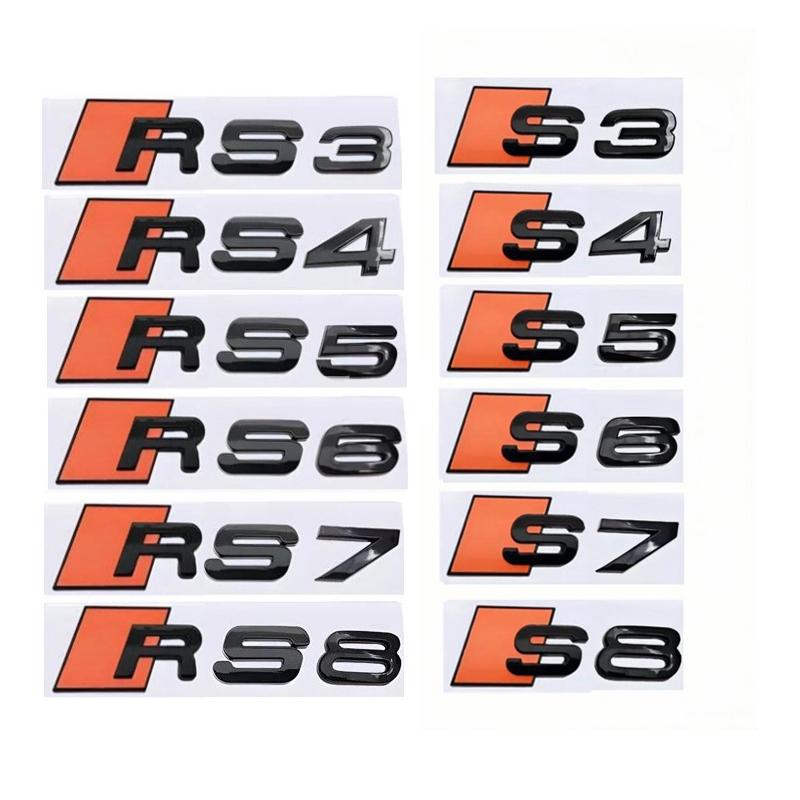 Plastic Modified Accessories Car Letter Emblem Stickers for Audi RS7 RS8 S3 RS3 RS4 RS5 RS6 S4 S5 S6 S7 S8 Logo Rear Trunk Badge