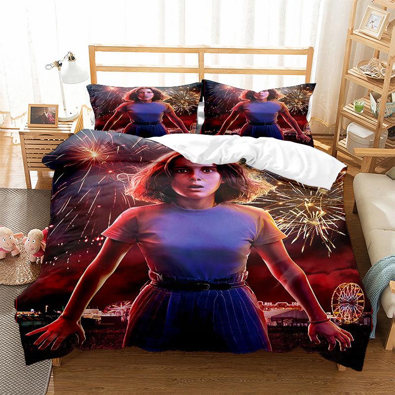 Three-Piece Home Textile Quilt Cover Four-Piece Stranger Things 3D Digital Printing Quilt Cover Pillowcase Bedding