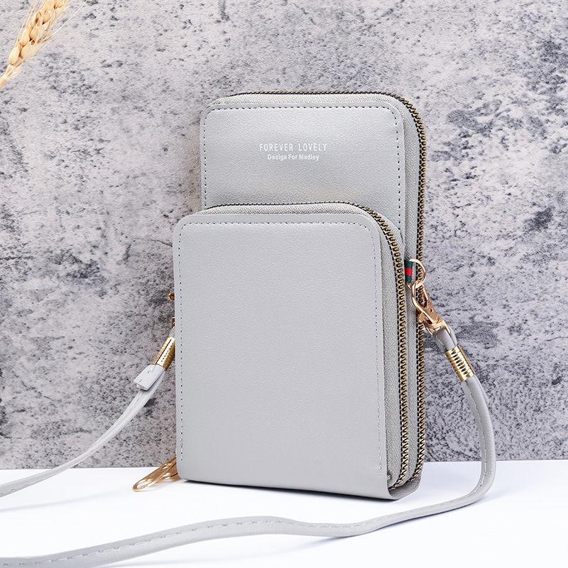 Korean-Style Women's Crossbody Phone & Cosmetic Bag: Touchscreen, Double Layer, Large Capacity