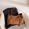 Autumn and winter retro large-capacity suede bag women's 2025 new casual commuter shoulder bag portable tote bag