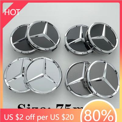New 2025 Hot 4Pcs 75mm Car Wheel Center Logo Hub Cap For Mercedes Benz W204 C218 A207 C117 CLA CLS E Class W212 S212 X166 W176 W