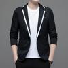 Dar Kesim Erkek Blazer Renk Blok Tek Düğmeli İlkbahar Sonbahar Erkek Günlük Takım Ceket Düğünler Damat Blazer Ceket