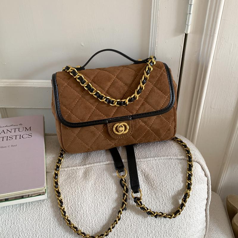 

Рюкзак-сумка на цепочке с ромбовидным узором женский 2025 новая мода сумка через плечо сумка Xiaoxiangfeng школьная сумка для студенток женская сумка