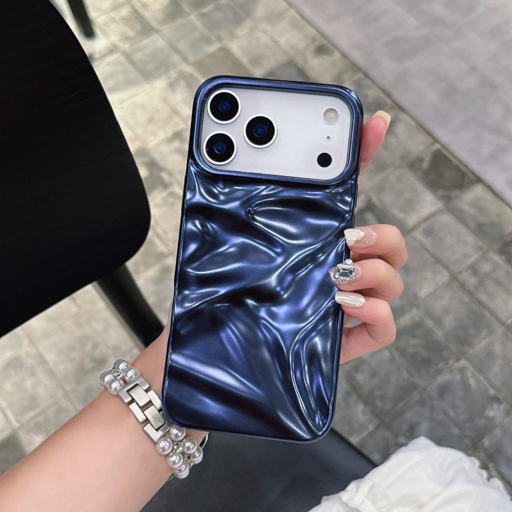 Matte electroplated silver pleats for iPhone17Pro max Apple 16 mobile phone case 15/14 premium sense