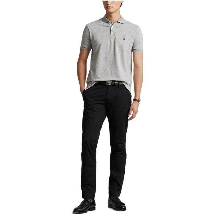 Polo Ralph Lauren Solid Logo Embroidered Pullover Short Sleeve Polo Shirt Men tops Gray MNPOKNI1N820213-050