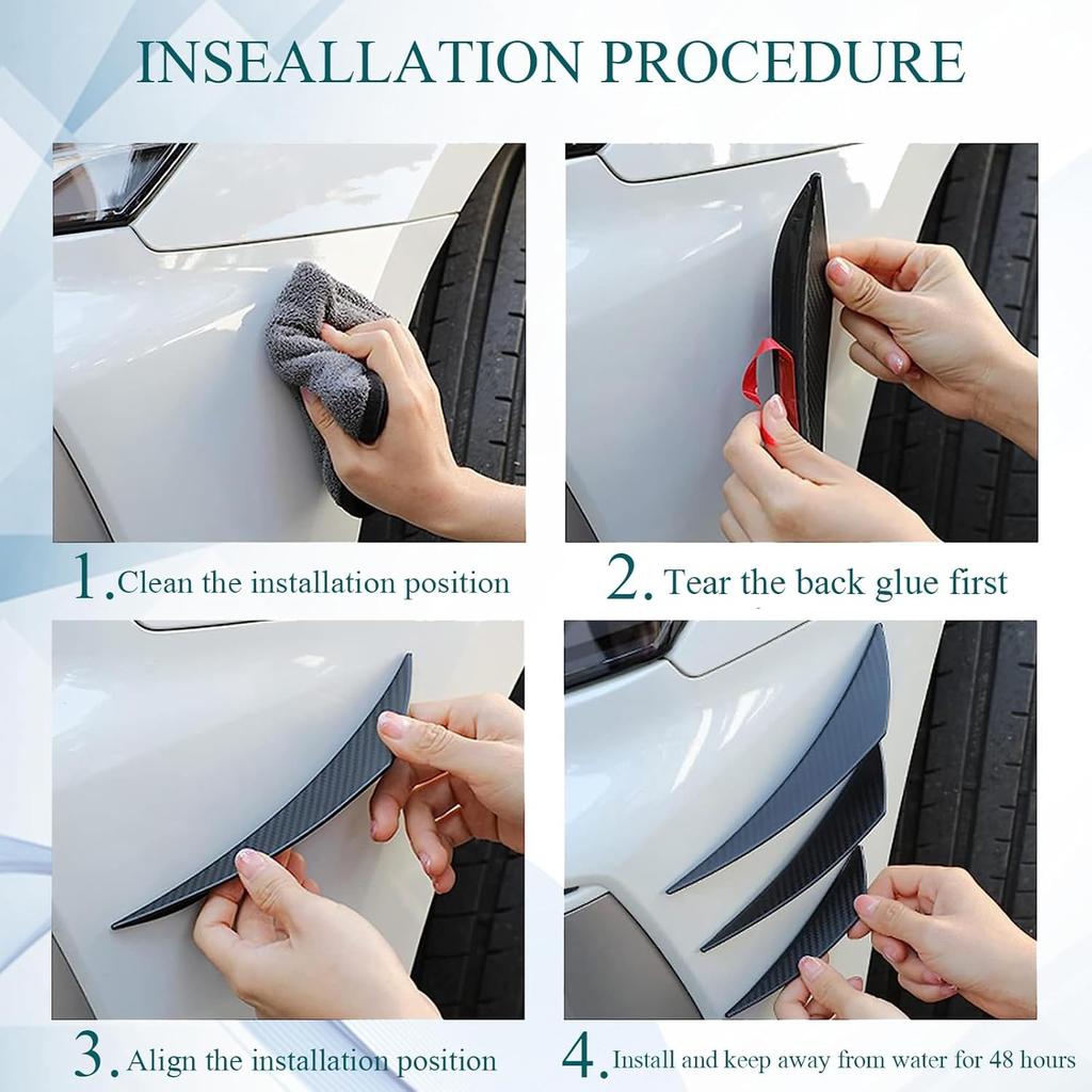 Pack-6 Car Spoiler Canards Kit, Universal Auto Front Bumper Lip Splitter, Body Anti-Collision Diffuser, Exterior Soft Rubber Decorative Stickers