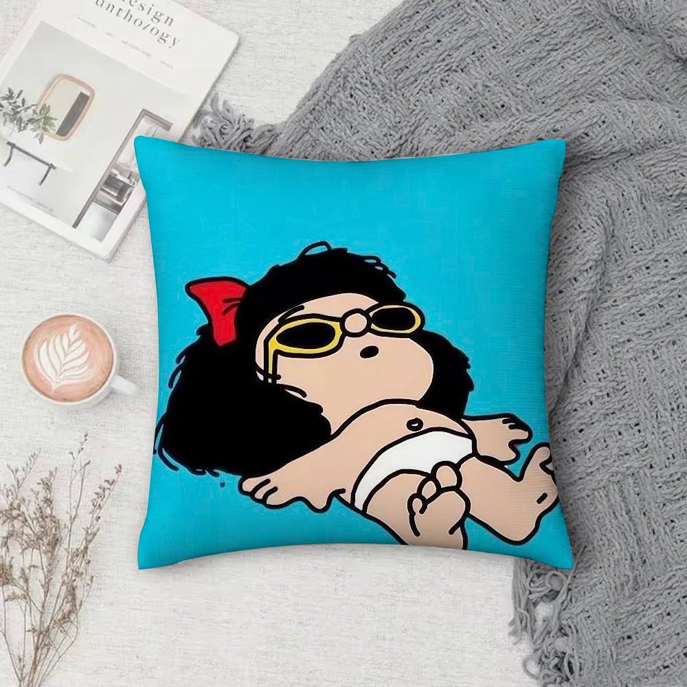 Cartoon Cute M-Mafalda Pillow Case Square Double-Sided Printing Sofa Cushion Cover Pillowcase Bedroom Bedside