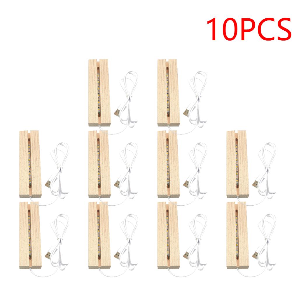 1-10PCS LED Wood Light Display Crystal Wooden Lighted Base Stand Acrylic Light Plate Base USB Wooden Base for Resin Art Light