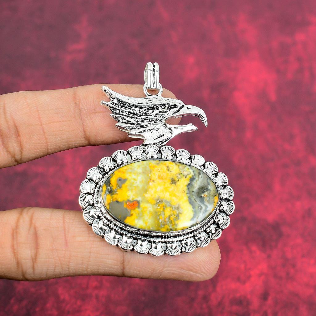 Bumblebee Jasper Pendant, 925 Solid Sterling Silver Gemstone Jewelry, Handmade Pendant, For Mother Day