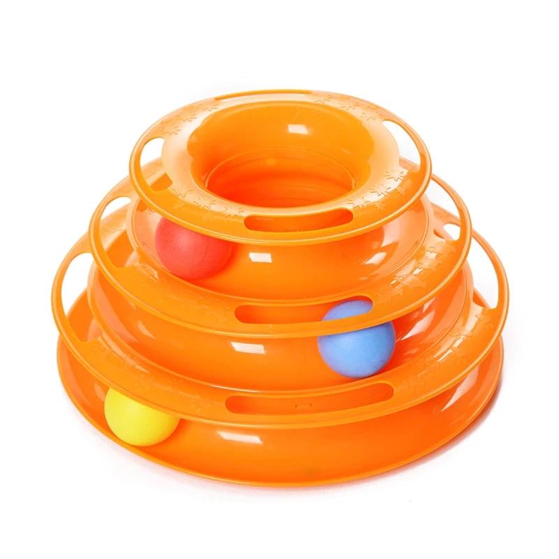Three Levels Intelligence Toy for Cat Funny Cat Tower Puzzle Candy Color Grind Claws Amusement Ball Training Amusement Plate