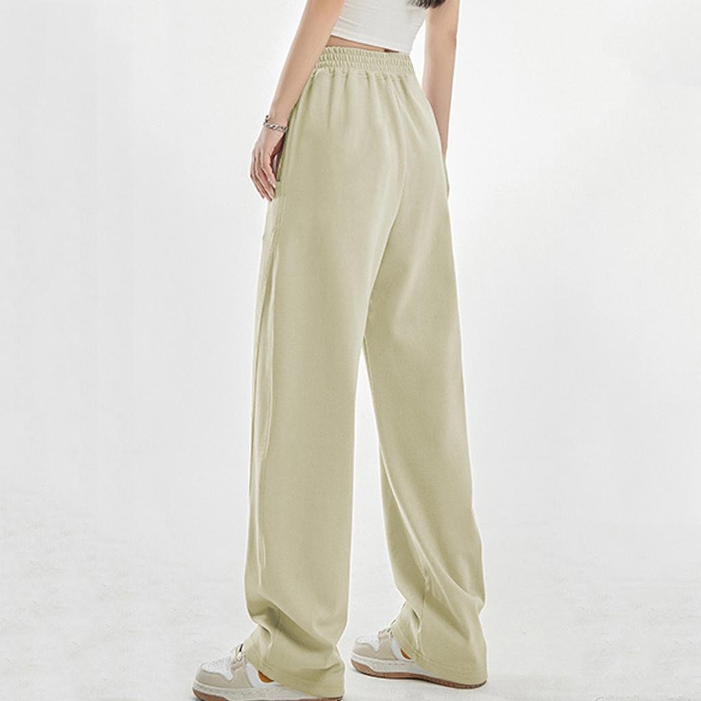 Sports Pants Women's Casual New Elastic Pockets Straight Tube Loose Sanitary Pants Trendy Wide Leg Pants