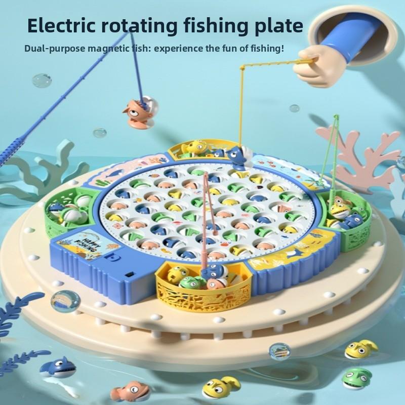 Non-Toxic Magnetic Rotating Fishing Game Plate Fishing Toy With Music To Develop Hand-Eye Coordination For Kids Christmas Birthday Gifts