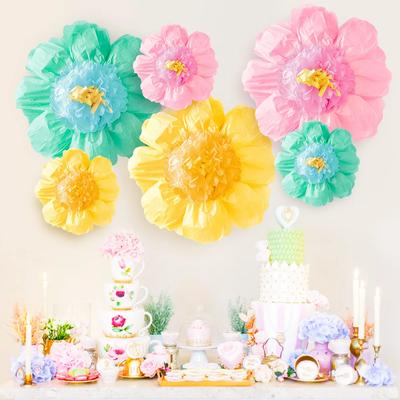 3 Peças Papel Crepom Flores Amassadas Pompons Casamento Chá de Bebê Chá de Noiva Carnaval Festa Aniversário Decoração de Fundo de Parede para Quarto de Bebê
