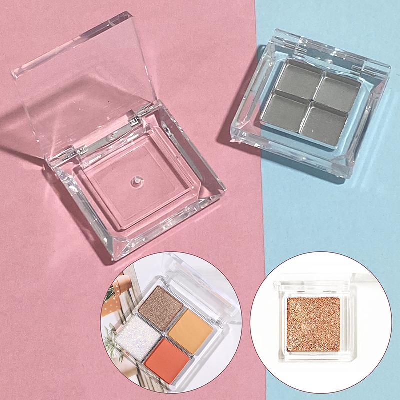 Transparent Empty Sequins Eye Shadow Box Eye Makeup Storage Box Square Mirrored Diy Empty Eyeshadow Dish For Girls