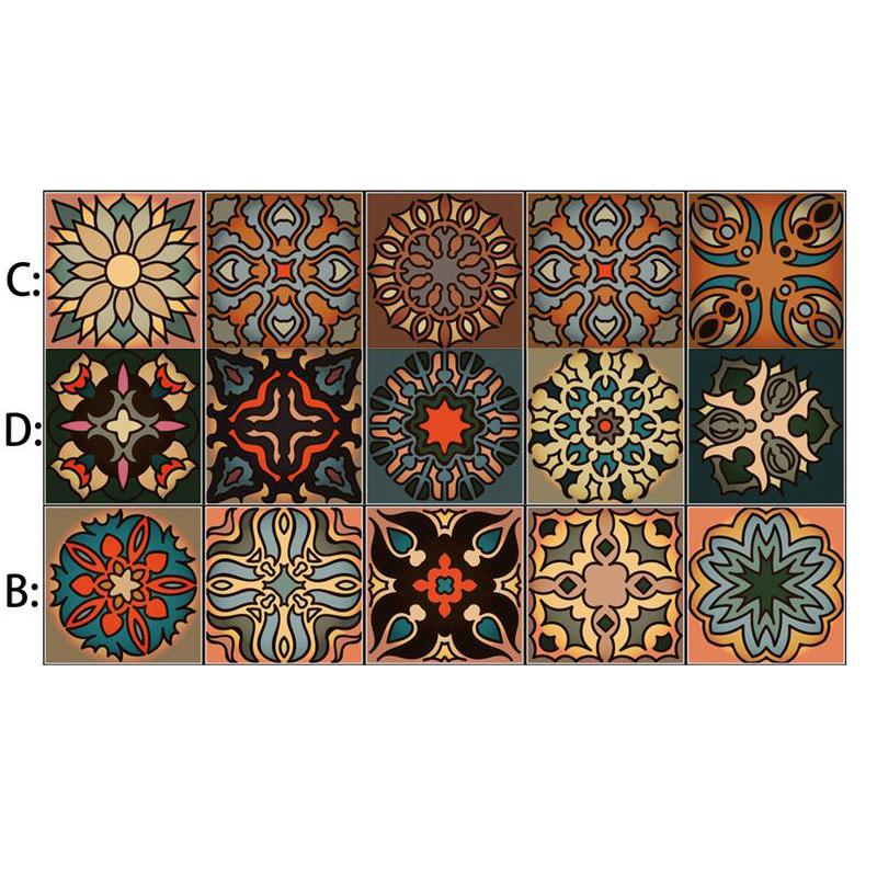 Moroccan Style Peel & Stick Self-adhesive Wall Tiles Vintage Colorful Waterproof Decals for Kitchen Bathroom Living Room Decor DIY Home Stickers