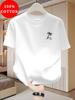 Men's Summer 100% Cotton Fashion Trend Coconut Tree Printing Fashion Leisure Sports Loose Round Neck Short Sleeve T-shirt Top