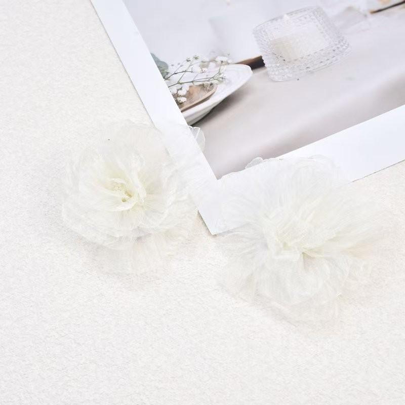 Korean Style Handmade Organza Flowers - Burned Edge DIY Accessories for Hats, Headwear, and Clothing Notions