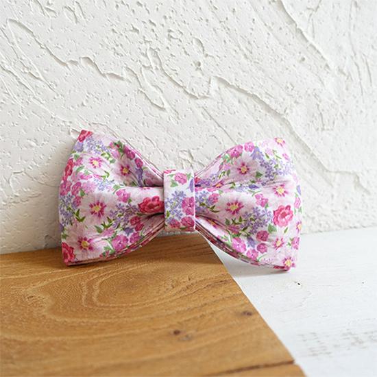 MUTTCO Double Layer Dog Bow Tie Collar with Flower - Sizes S, M, L (UBT-048) L (11x6 CM)