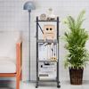 4 Tiers Kitchen Storage Shelf Kitchen Trolley with Wheels,Height Adjustable Free-standing Storage Rack Shelf Kitchen Trolley