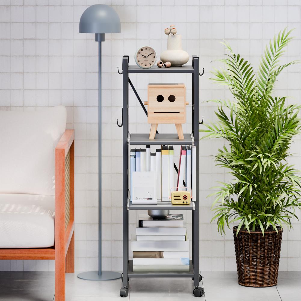 4 Tiers Kitchen Storage Shelf Kitchen Trolley with Wheels,Height Adjustable Free-standing Storage Rack Shelf Kitchen Trolley