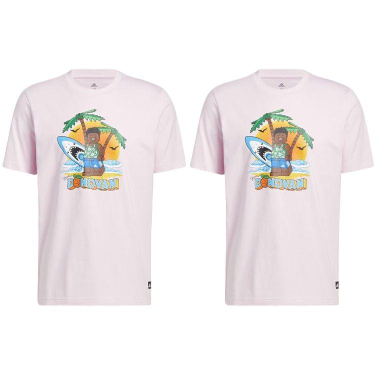 Adidas Cartoon Character Print Ribbed Crew Neck Basketball Training Short Sleeve T-Shirt Men Tops Pink HE0869