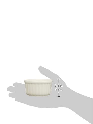 Banko Ware Oven-Safe Soufflé Cocotte (Small) Plates, Set of 2, White Vertical Stripes, Approx. 9cm Diameter, Microwave Safe, 06578-2