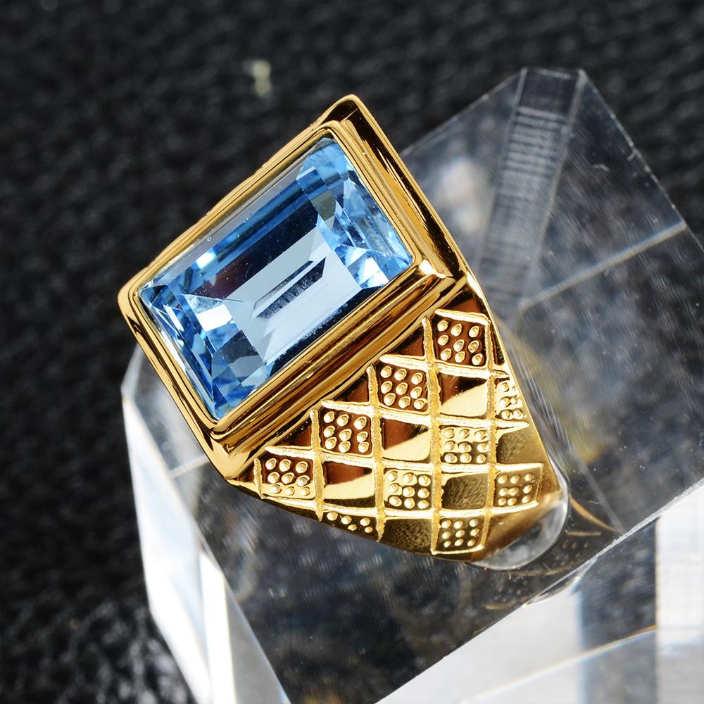 Keisha Lena Men Black Stone Signet Rings Stylish Rhombus Design Male Ring Gifts Jewelry