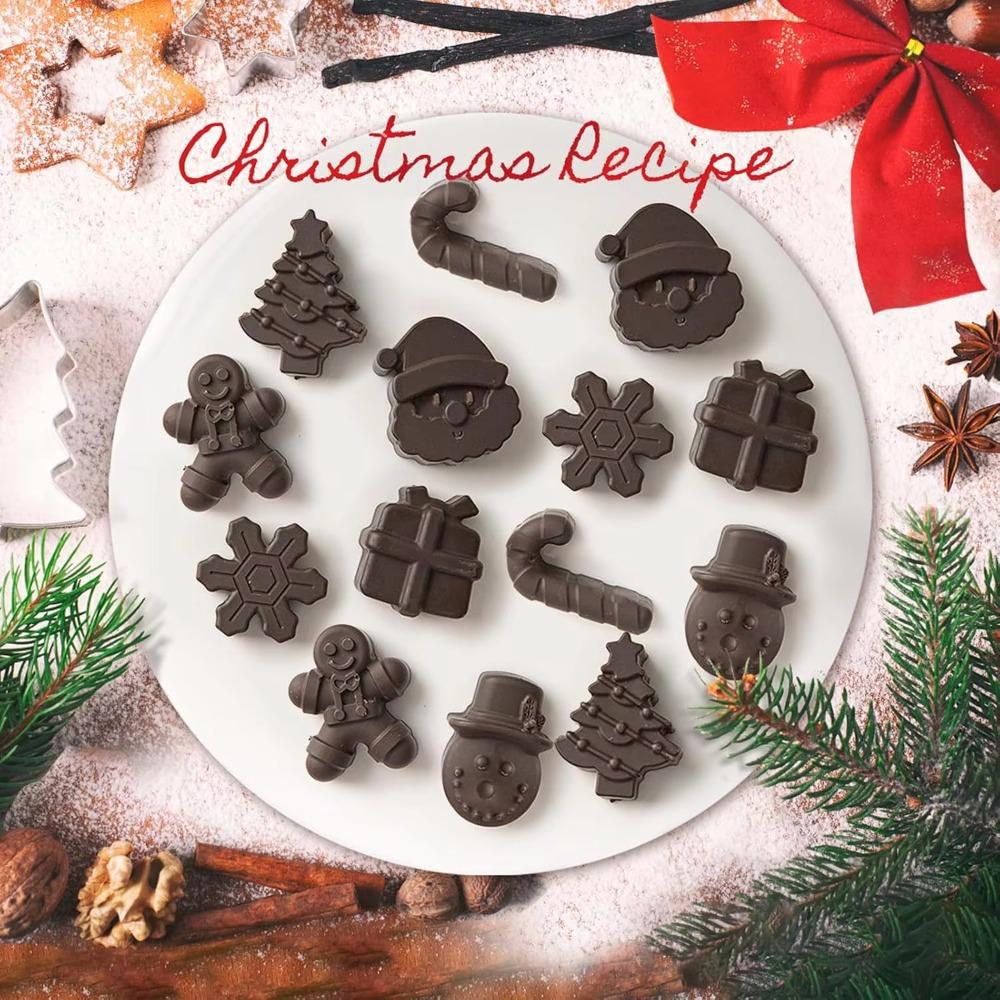 Silicone Christmas Chocolate Molds Snowflake Xmas Tree Gingerbread Man Candy Cookie Moulds DIY Baking Tool New Year Cake Decor