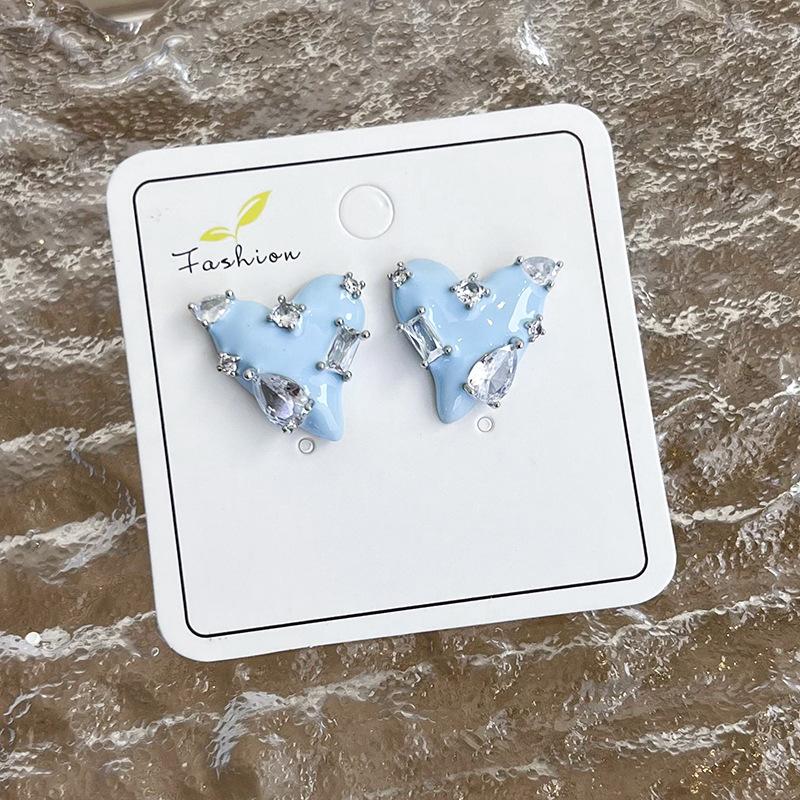 Fresh Light Blue Earrings Geometric Earrings Temperament Net Red Fashion Sense Studs New Fashion Woman