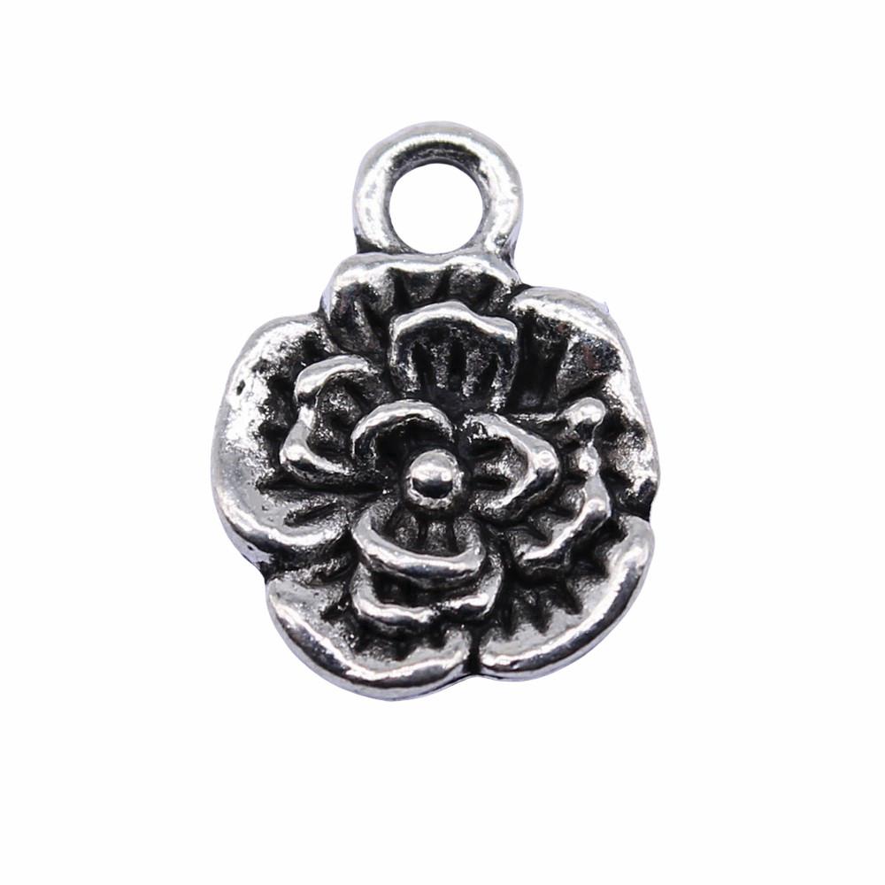 Simple Flower Charms Antique Alloy Pendants For Minimalist Floral Jewelry